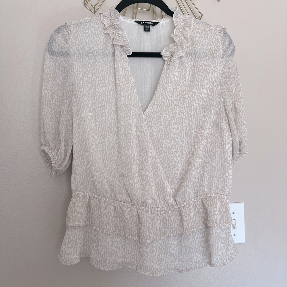 Express white with pale pink pattern blouse